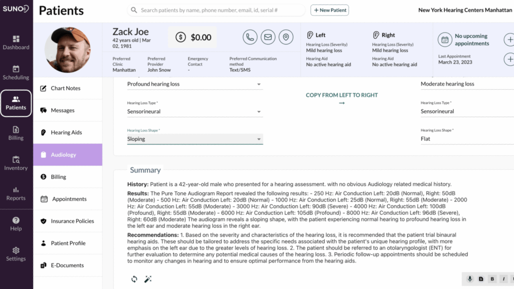 Suno AI-Native Platform Patients Dashboard